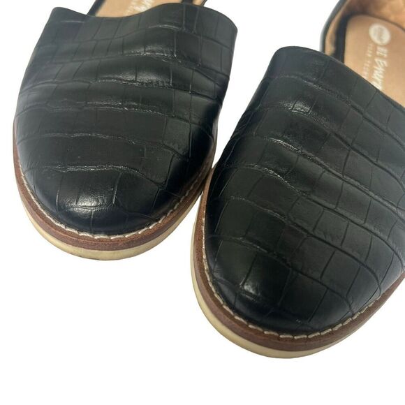 DR SCHOLLS Black Faux Croc Cut Out D'Orsay Flats Shoes 7 Slip On Comfort - Picture 5 of 12